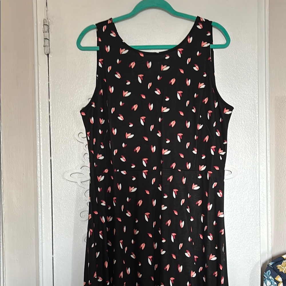 Ann Taylor Black and Pink Floral Midi Dress